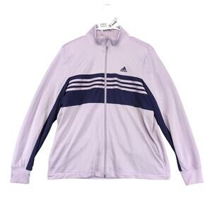 Vtg Y2K Adidas Purple Full Zip Track Jacket Women's L Breathable Mock Neck Logo